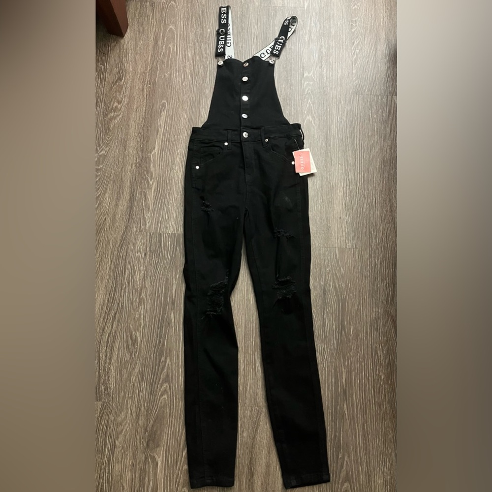 Black Guess Magda logo strap overalls size 2